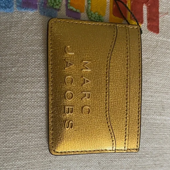 NWT Marc Jacobs Metallic Gold Card Holder - Picture 1 of 5